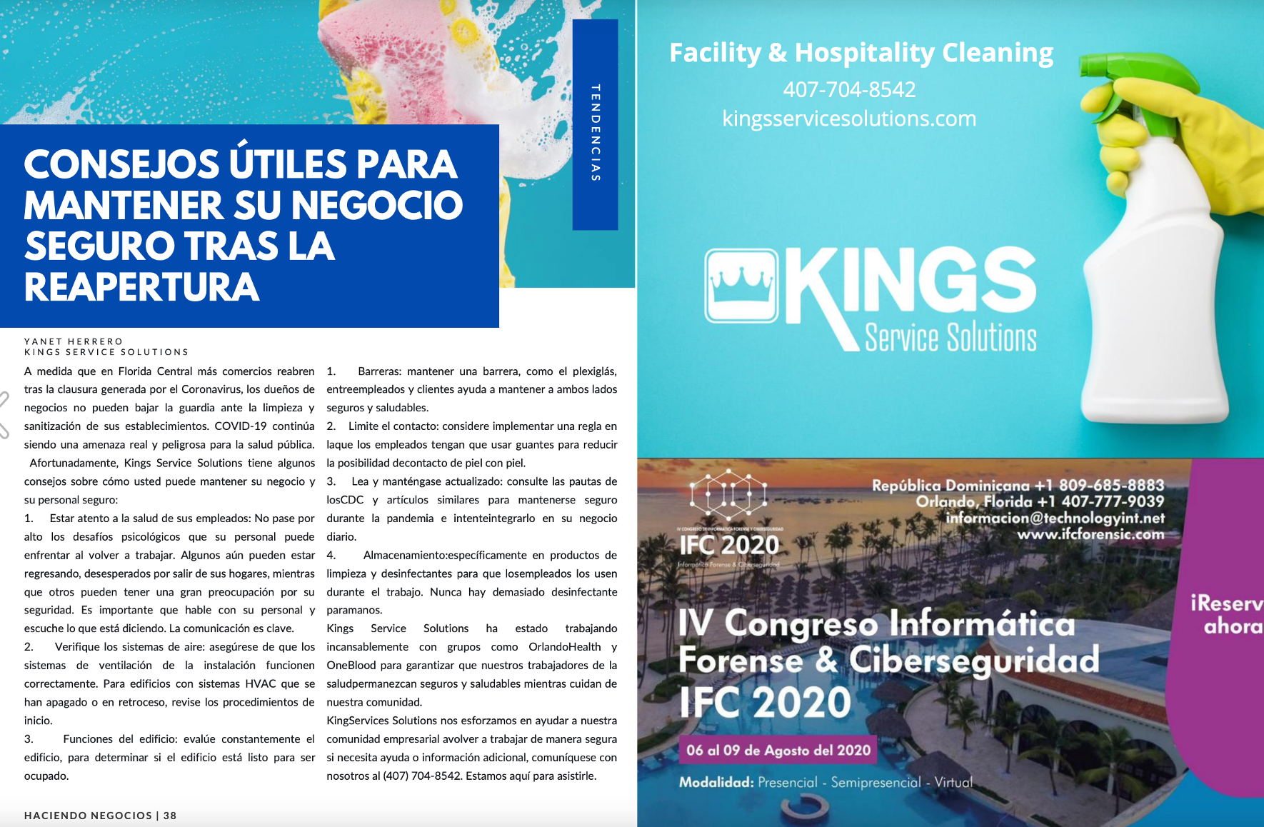 Magazine article and cleaning service advertisement.